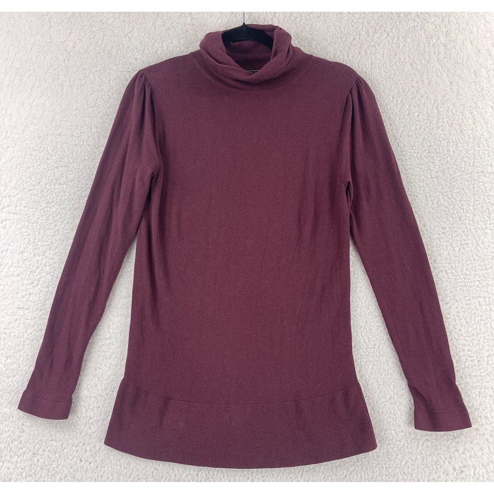 Peruvian Connection Shirt Womens Small Burgundy Turtle Neck Long Sleeve Cotton